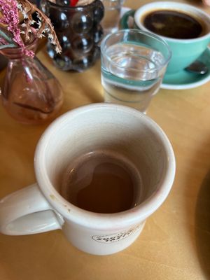 Vegan hot chocolate - well half drunk! Choice of oat or almond milk  at Bridewell Coffee in Donaghadee