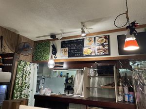 Counter with the lunch menu  at Aju in Osaka