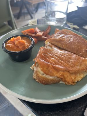 Vegan grilled cheese  at Arista Barista Cafe in Merida