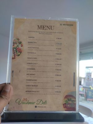 Menu at Vaishnav Deli in Kathmandu