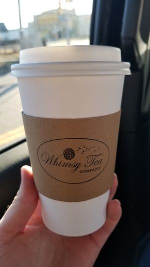 Hot masala chai tea with oat milk at Whimsy Tea Company in Springfield