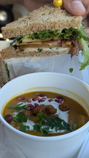 Autumn Harmony Soup and Aphrodite Sandwich at Whimsy Tea Company in Springfield