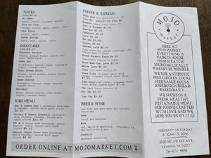 Menu  at Mojo Market in Buffalo