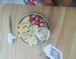 Yuca waffles with icecream at Casa Hoja in Pereira