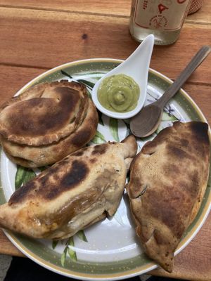 3 different empanadas  at Casa Hoja in Pereira