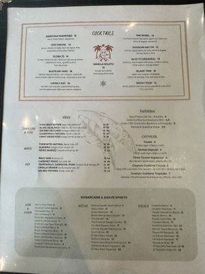 Drink menu   at La Semilla in Atlanta