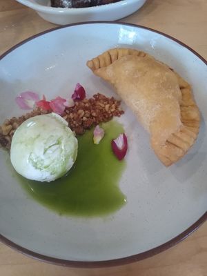 Apple empanada with ice cream at La Semilla in Atlanta