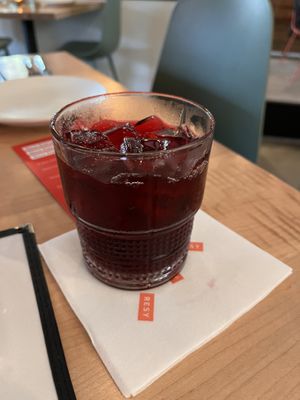 Agua Fresca-hibiscus sugar and waterr  at La Semilla in Atlanta