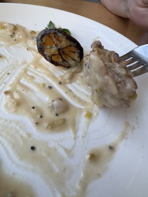 Oops. We got so excited we forgot to take a picture. Massa fried lions mane mushrooms that were a play on fried oysters. So good! The gravy was absolutely delicious.   at La Semilla in Atlanta