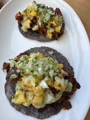 Tacos El Pastore with a mushroom medley.  at La Semilla in Atlanta