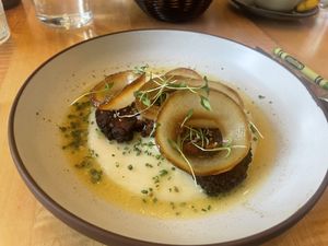 lions mane mushroom steak  at La Semilla in Atlanta
