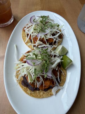 Peach Tinga Tostada  at La Semilla in Atlanta