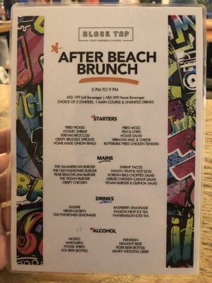 The brunch menu   at Black Tap Mamsha Al Saadiyat in Abu Dhabi
