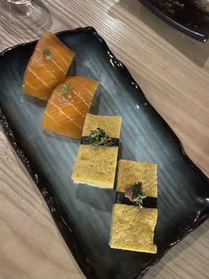 Salmon and Tamago nigiri  at Kusaki - Pop-up in Los Angeles