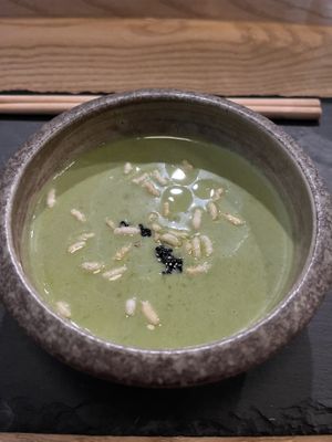 Edamame soup w/ truffle oil, caviar   at Kusaki - Pop-up in Los Angeles
