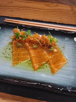 Salmon sashimi  at Kusaki - Pop-up in Los Angeles