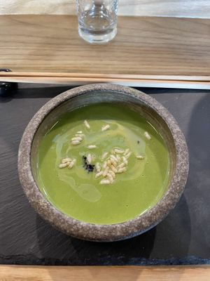 Cold edamame soup  at Kusaki - Pop-up in Los Angeles