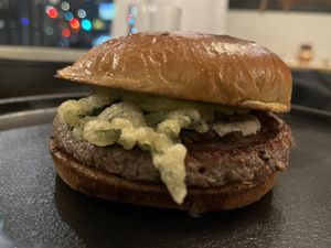 Shishito burger   at Kusaki - Pop-up in Los Angeles