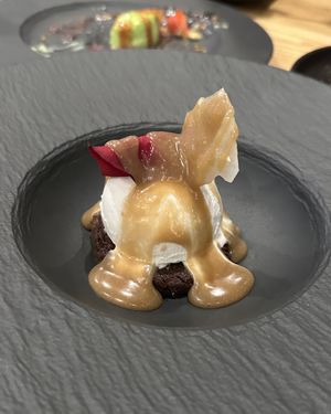 Miso caramel brownie  at Kusaki - Pop-up in Los Angeles