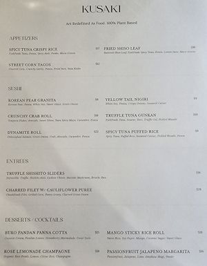 Food menu page 3/3 - July 2024 at Kusaki - Pop-up in Los Angeles