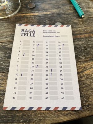 Order sheet  at Bagatelle in Cologne