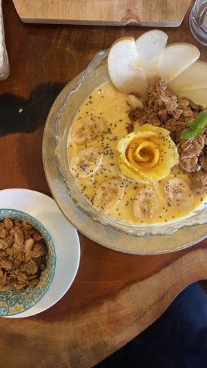 Mango smoothie bowl with extra granola  at Green Waves Cafe in Siargao