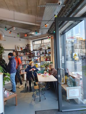 More seating #Veganuary at Shop from Crisis in North London