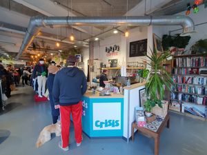 Coffee counter #Veganuary at Shop from Crisis in North London