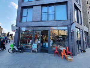 Exterior #Veganuary at Shop from Crisis in North London