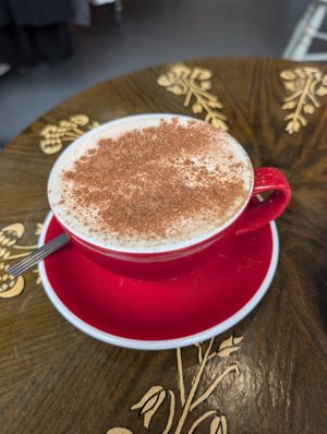 Chai soy latte at Shop from Crisis in North London