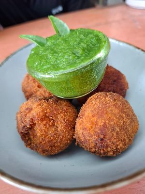 Baby jackfruit balls at The White Rabbit  in Ella