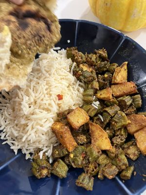 Okra, potatoes and basmati rice   at Sammy a Vegan Boy - Cloud Kitchen - Maybe closed in Patchogue