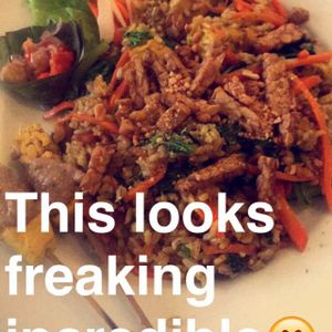 tempeh/tofu turmeric Nasi goreng-apologise for the snapchat text at Dayu's Warung in Ubud