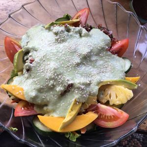 huge salad bowl at Dayu's Warung in Ubud