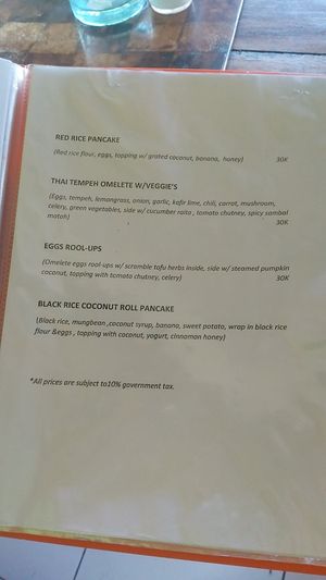 Menu at Dayu's Warung in Ubud