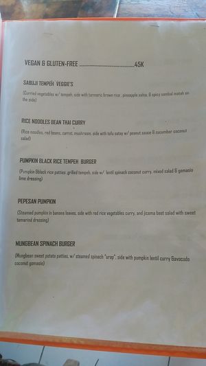 Menu at Dayu's Warung in Ubud