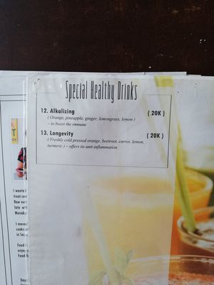 Menu at Dayu's Warung in Ubud
