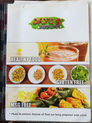 Menu at Dayu's Warung in Ubud