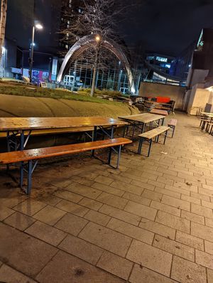 Outside seating at The Head of Steam in Sheffield