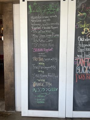 Separate Vegan Menu on the Wall  at Live to Eat - Maybe closed in Ojai