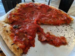 Domenica pizza vegan cheese and pepperoni at Ianni's Pizzeria in Vandergrift