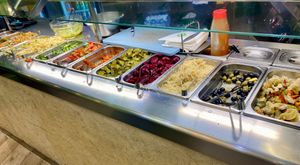 The self service buffet at Maoz - Muntplein in Amsterdam