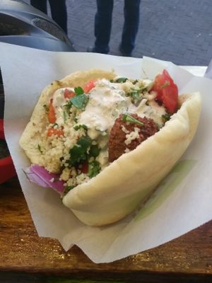 vegan falafel pita bread at Maoz - Muntplein in Amsterdam