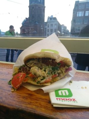 vegan falafel pita bread at Maoz - Muntplein in Amsterdam