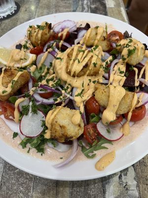 Crumbed cauliflower & avocado salad  at Agnes Water Tavern in Agnes Water
