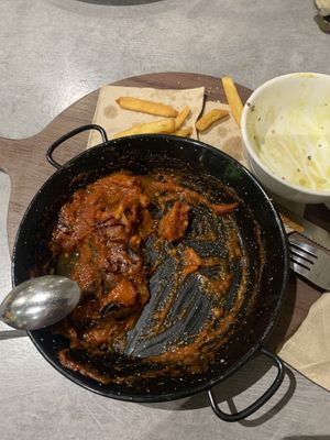 The leftovers of what is the best vegan eggplant parmy I’ve ever had!  at Agnes Water Tavern in Agnes Water