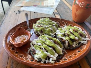 Sopes at Vegan Barrio in Cozumel