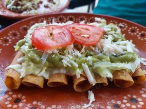 Tacos dorados at Vegan Barrio in Cozumel