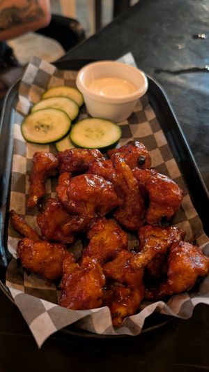 Cauliflower wings (amazing) at Vegan Barrio in Cozumel