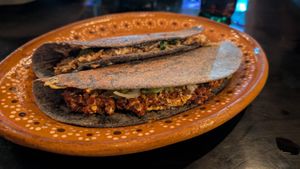 Quesa-Brosas at Vegan Barrio in Cozumel